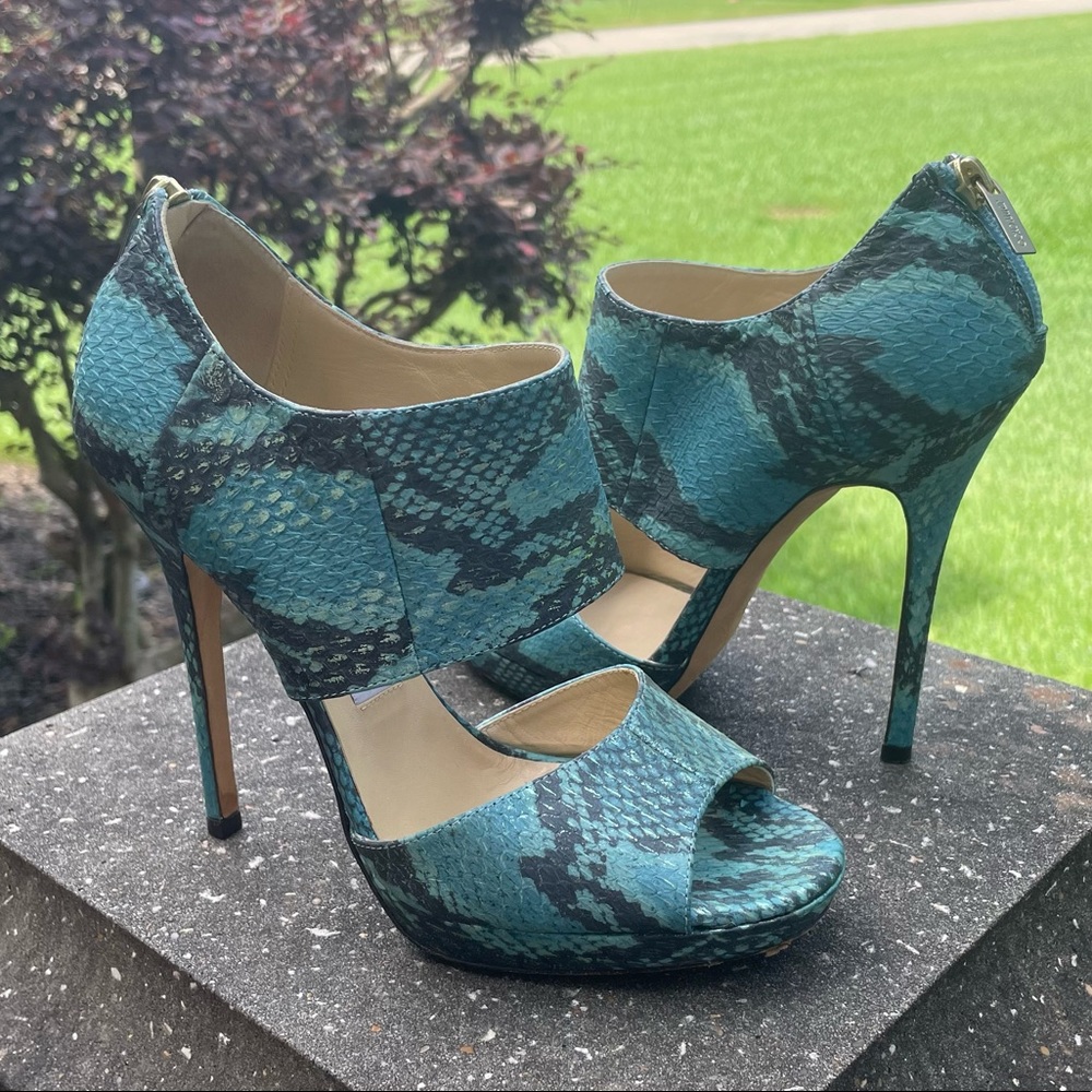 Jimmy Choo Private Python Peep Toe Sandal Size 7.5